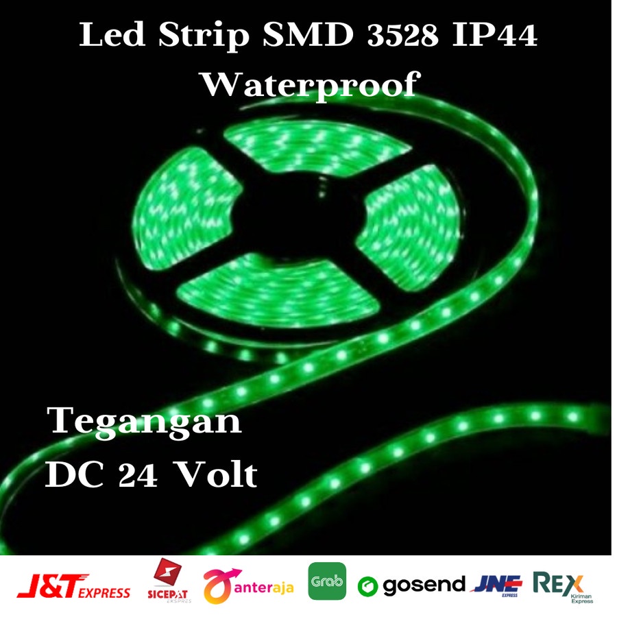 LED Strip Flexible 3528 24V HIJAU/GREEN 300 LED/Roll WaterProof IP44