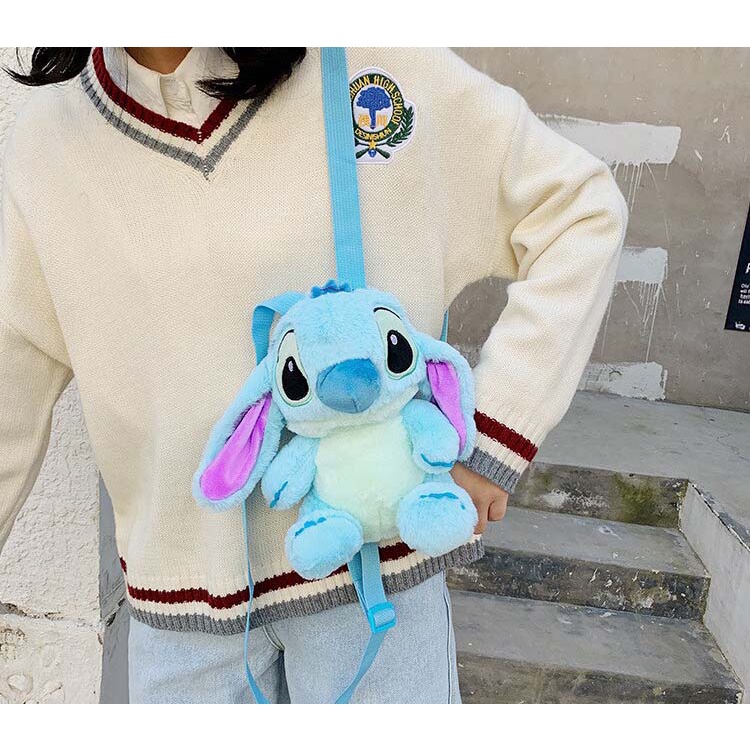 Tas Stitch Ransel Boneka Mewah BULU Tas Sekolah TK Ransel Mainan Kartun Anak-anak Hadiah Ulang Tahun Anak Laki-laki Perempuan