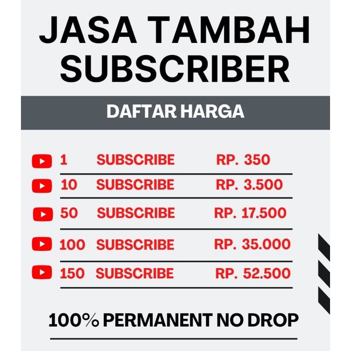 Jasa tambah Subscriber Youtube Permanen No Drop lolos MONET termurah
