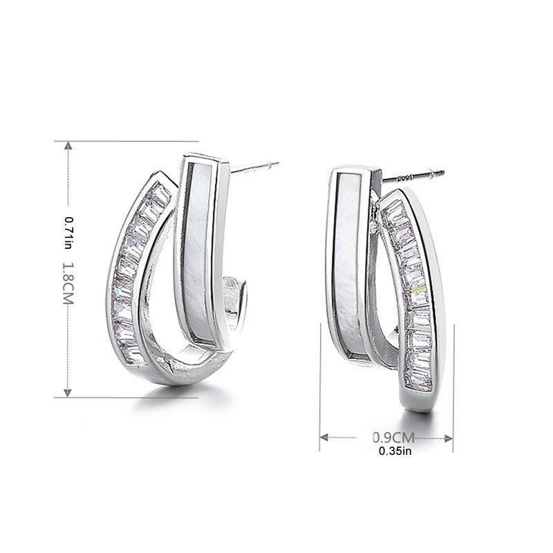 Anting Tusuk Bentuk C Lapis Ganda Kualitas Halus Bahan Logam Anting Zircon Lapis Emas Untuk Wanita