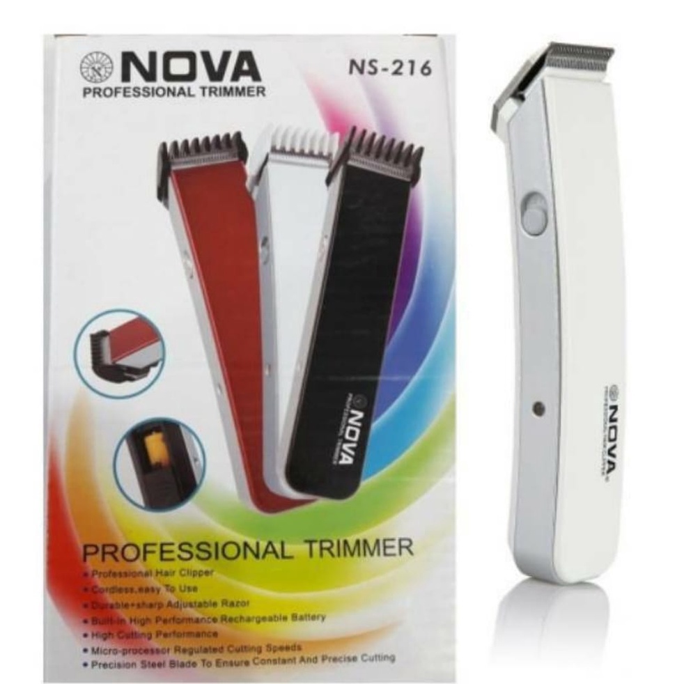 Alat Cukur Rambut Kumis Dan Jenggot Elektrik Nova NS 216- Hair Clipper Rambut Hair Trimmer 1 Set  NOVA Elektrik Portable Rechargeable Tanpa Kabel