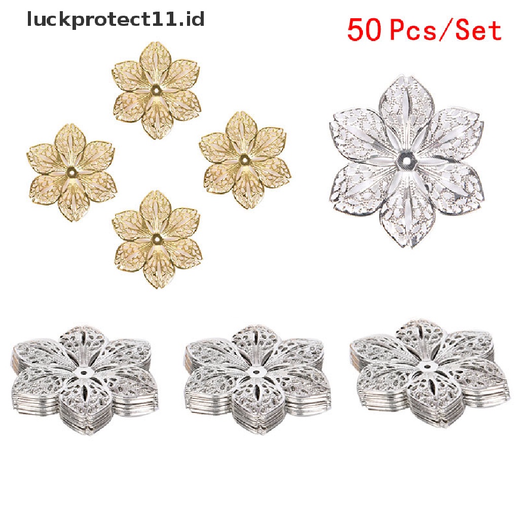 /Fashion Hot// Fashion// 50Pcs/Set Kerawang Bunga Kerajinan Ch Konektor Temuan Perhiasan Liontin DIY.