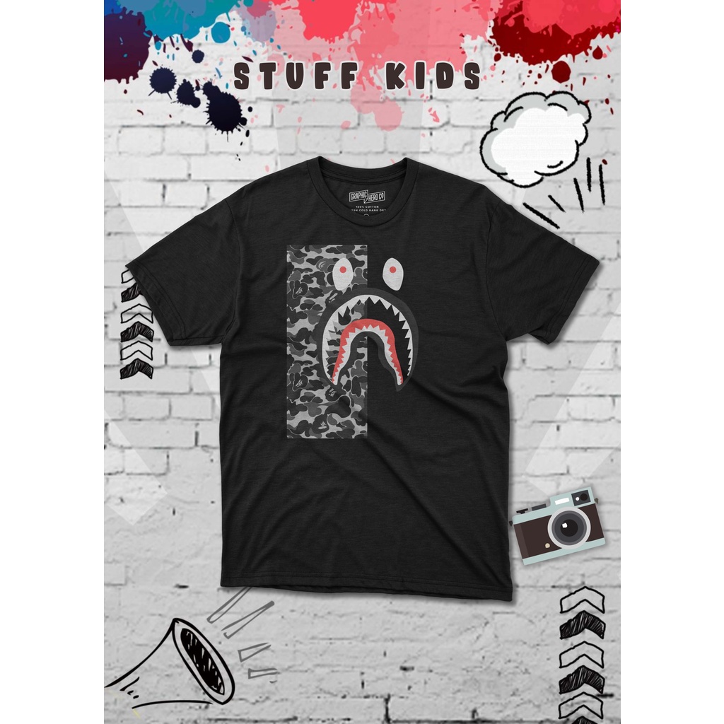 kaos anak BLACK GREEN stuff kids Kaos Anak Distro Umur 3-12 Tahun Cotton 24s