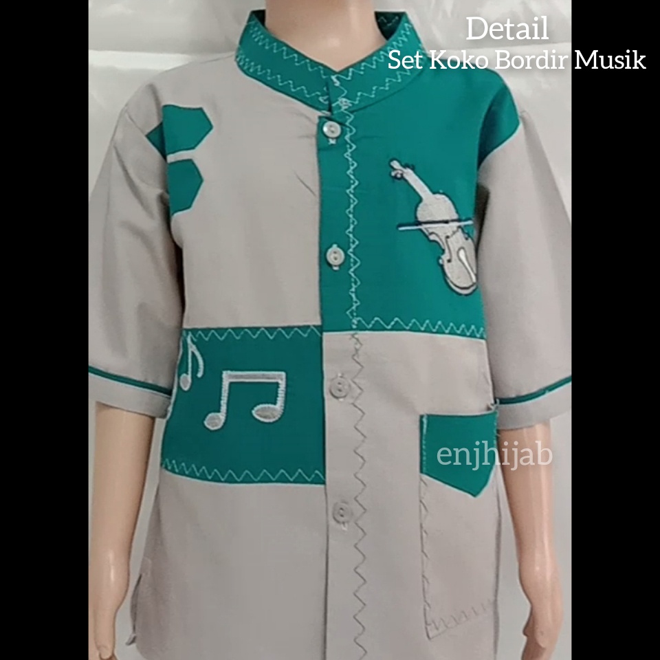 Koko Anak Laki Laki Setelan Baju Muslim Anak Bordir Musik JJ Kid's SK 201