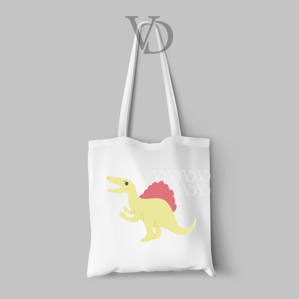 tote bag kanvas cute motif dinosaurus baby dino edisi 1