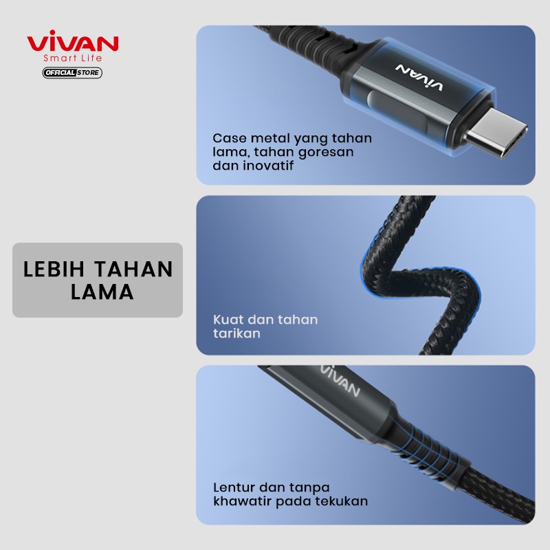 VIVAN Kabel Converter Type C to Jack AUX 3.5mm VAC01 Audio All in One-Garansi Resmi original