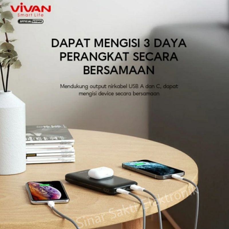 Vivan Powerbank Power Bank Wireless 10000mah Fast Charging VPB-W11 20W 3 Output Quick Charge VPB W11