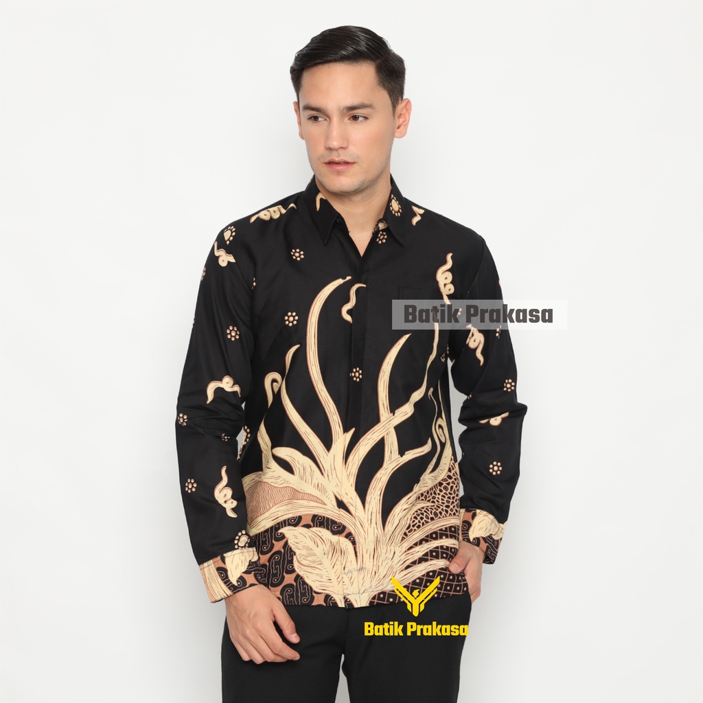 Kemeja Batik Prakasa Motif Bhumi Ashwin Slimfit Lengan Panjang Batik Solo