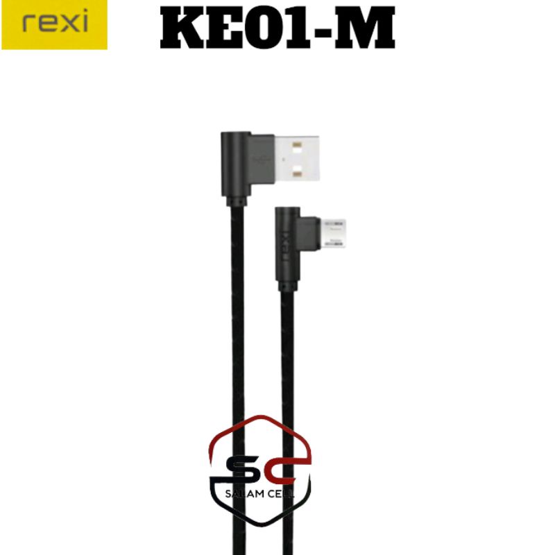 Kabel Data Micro Usb Rexi KE01-M 90 Derajat 2,4A Original Garansi Resmi
