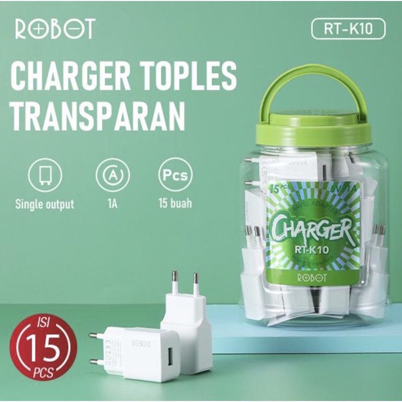 1 TOPLES ISI 15PCS - ADAPTOR CHARGER 1A ROBOT RT-K10