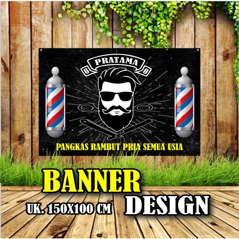 Spanduk Banner Pangkas Rambut Pria Semua Usia, Barbershop, Murah Keren