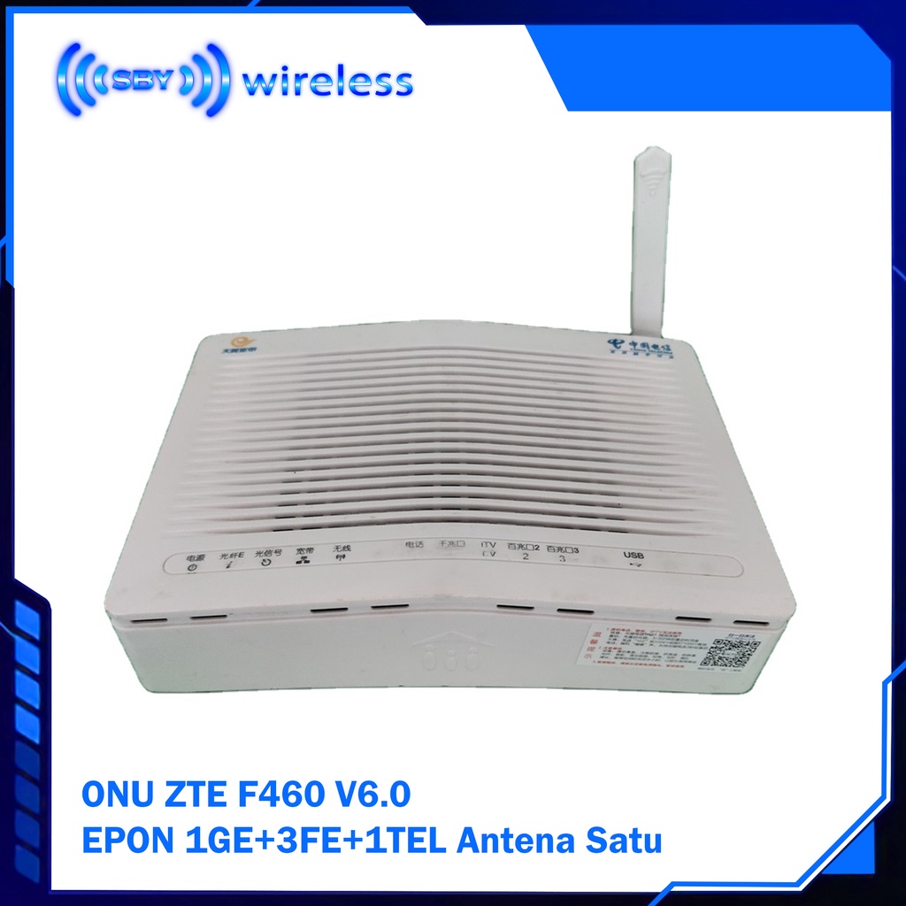 ONU ZTE F460 V6.0 EPON 1GE+3FE+1TEL Antena Satu BEKAS/Second