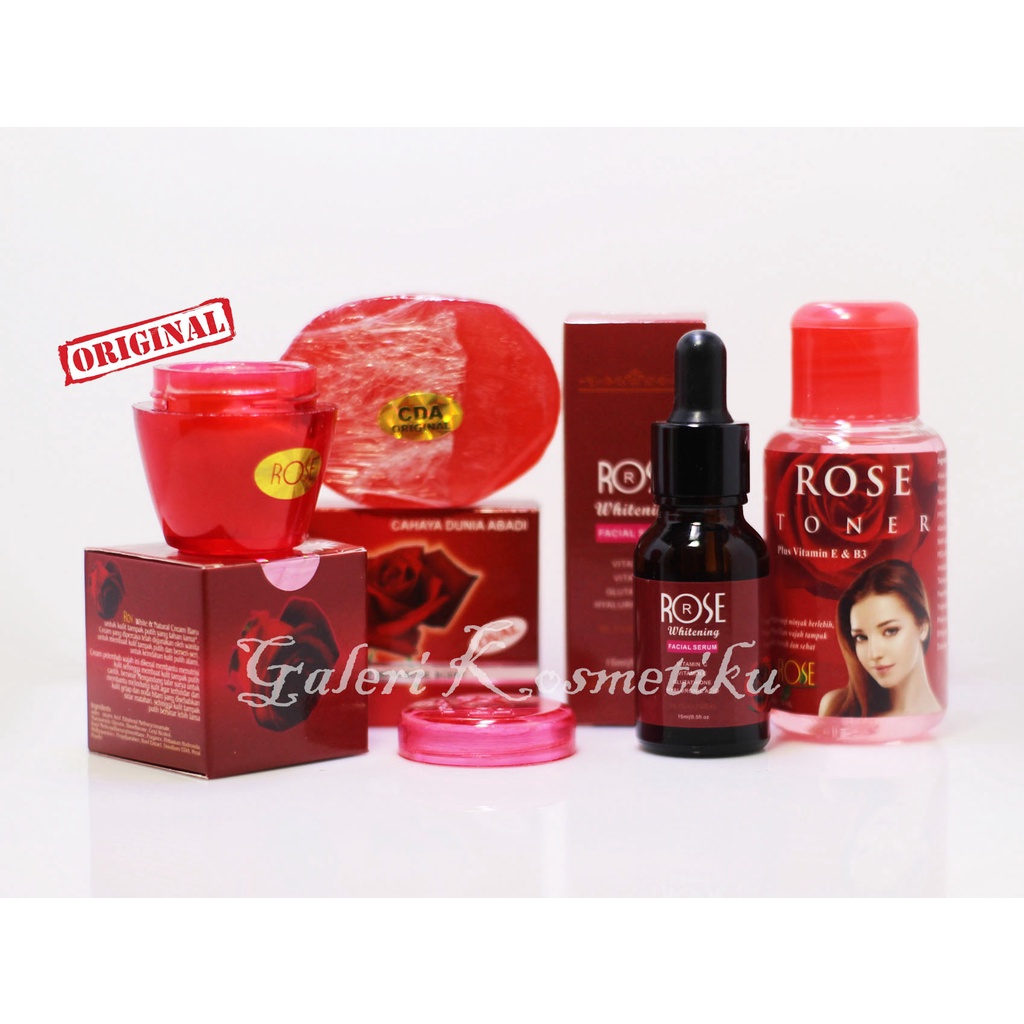 Paket Rose Glowing/Paket Rose 4 in1 Glowing/Cream Rose+Sabun+Toner+Serum /Paket Rose Lengkap/cream r