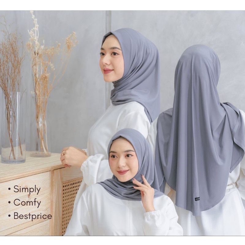 Hijab Segitiga Jersey HALWA | Jilbab Instan Malay Dewasa - Bergo Instan Non Ped