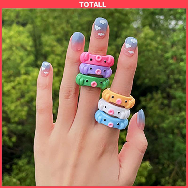 COD Cincin Resin Gurita Warna Permen Kartun Temperamen Sederhana Kreatif Wanita-Totall