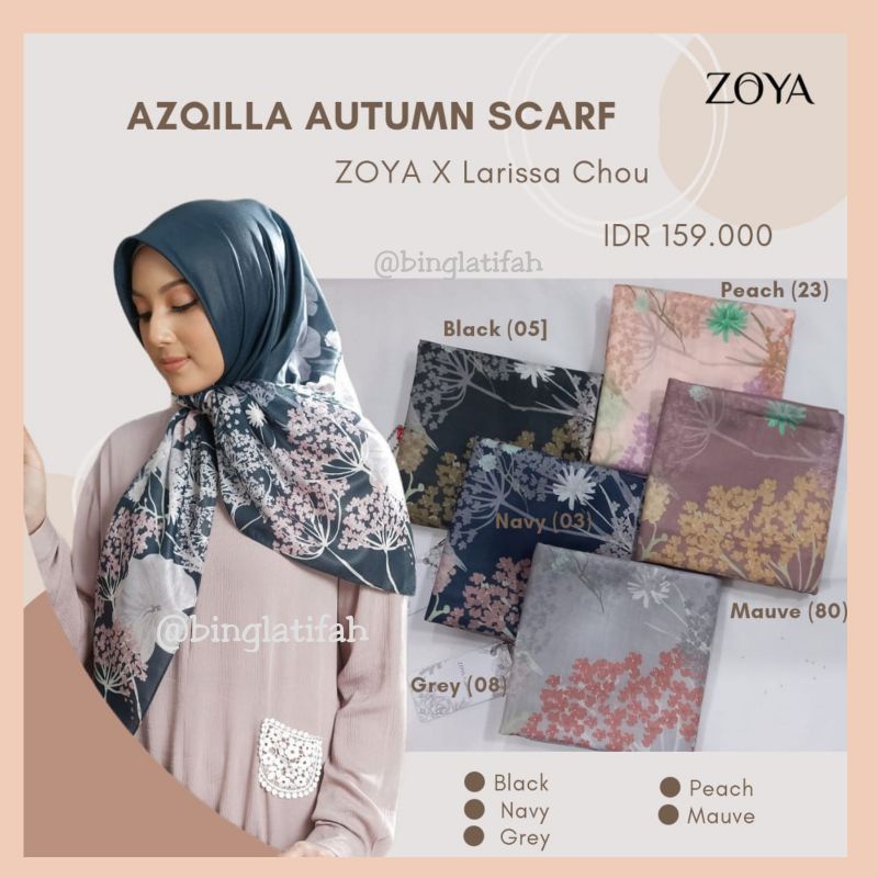 Azqila Autumn Premium Scarf kerudung segiempat Motif  by Zoya x Larissa Chou