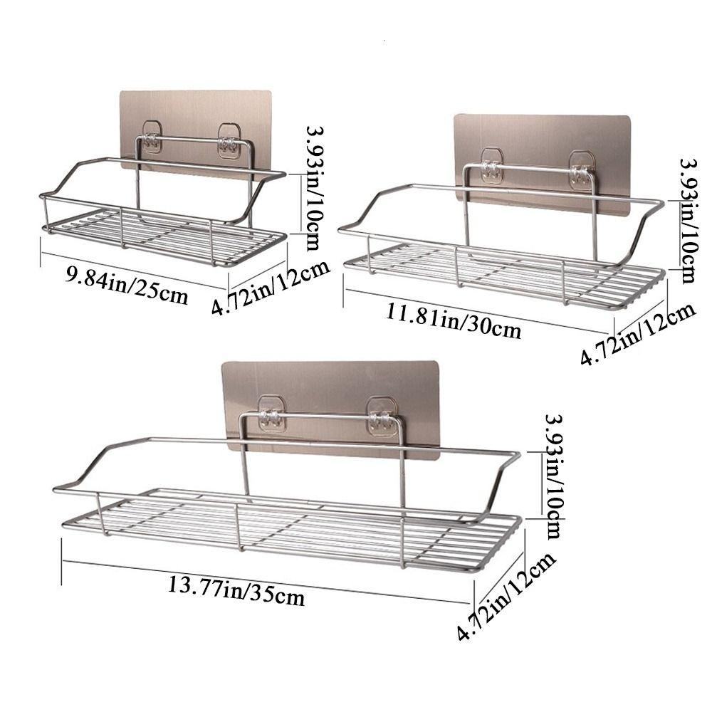 [Elegan] Rak Penyimpanan Stainless Steel Dapur Multifungsi Dengan Stiker Bebas Pukulan Self Adhesive Organizer Keranjang