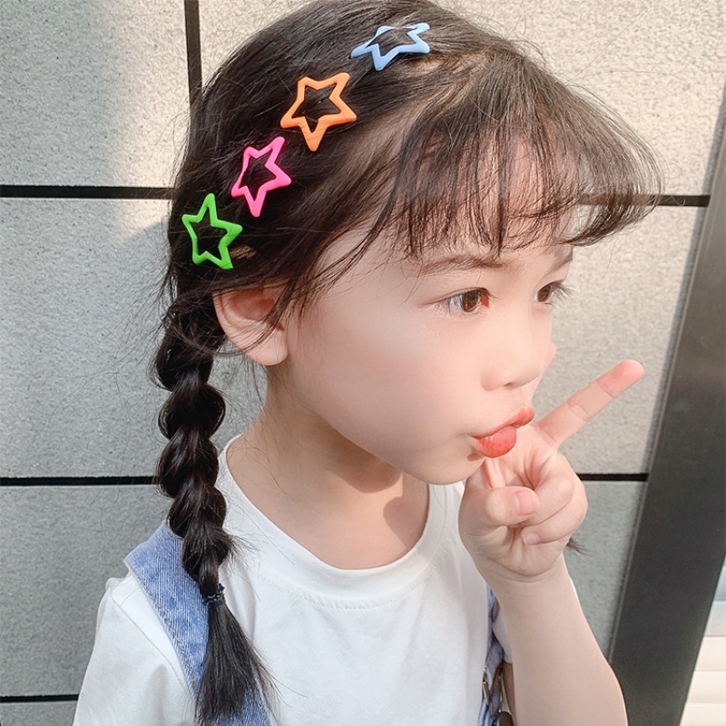 4/6pcs Permen Warna Gadis Logam Hiasan Kepala Elegan Ponytail Hias Jepit Rambut Pentagram Kupu-Kupu Styling Alat Lucu Anak Klip Rambut