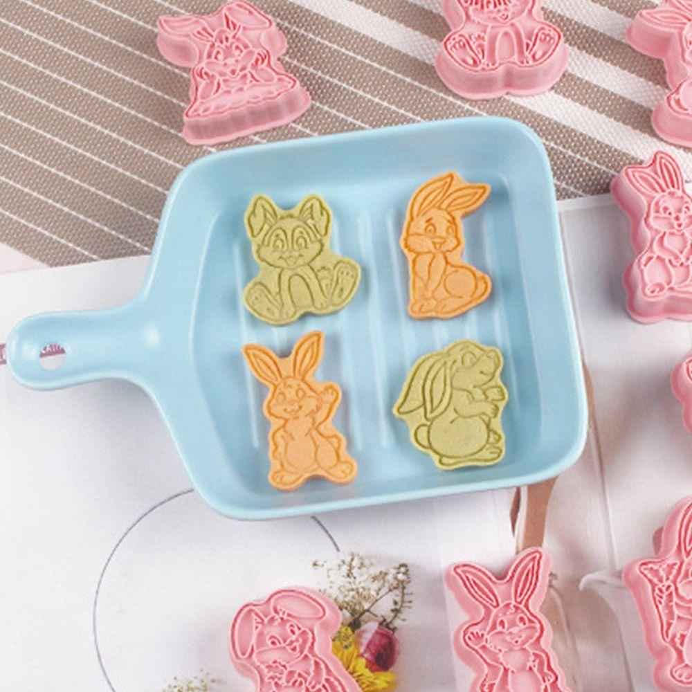 Preva 8pcs/set 3D Easter Rabbit Alat Kue Pastry Dekorasi Plastik Bunny Cookie Cutter