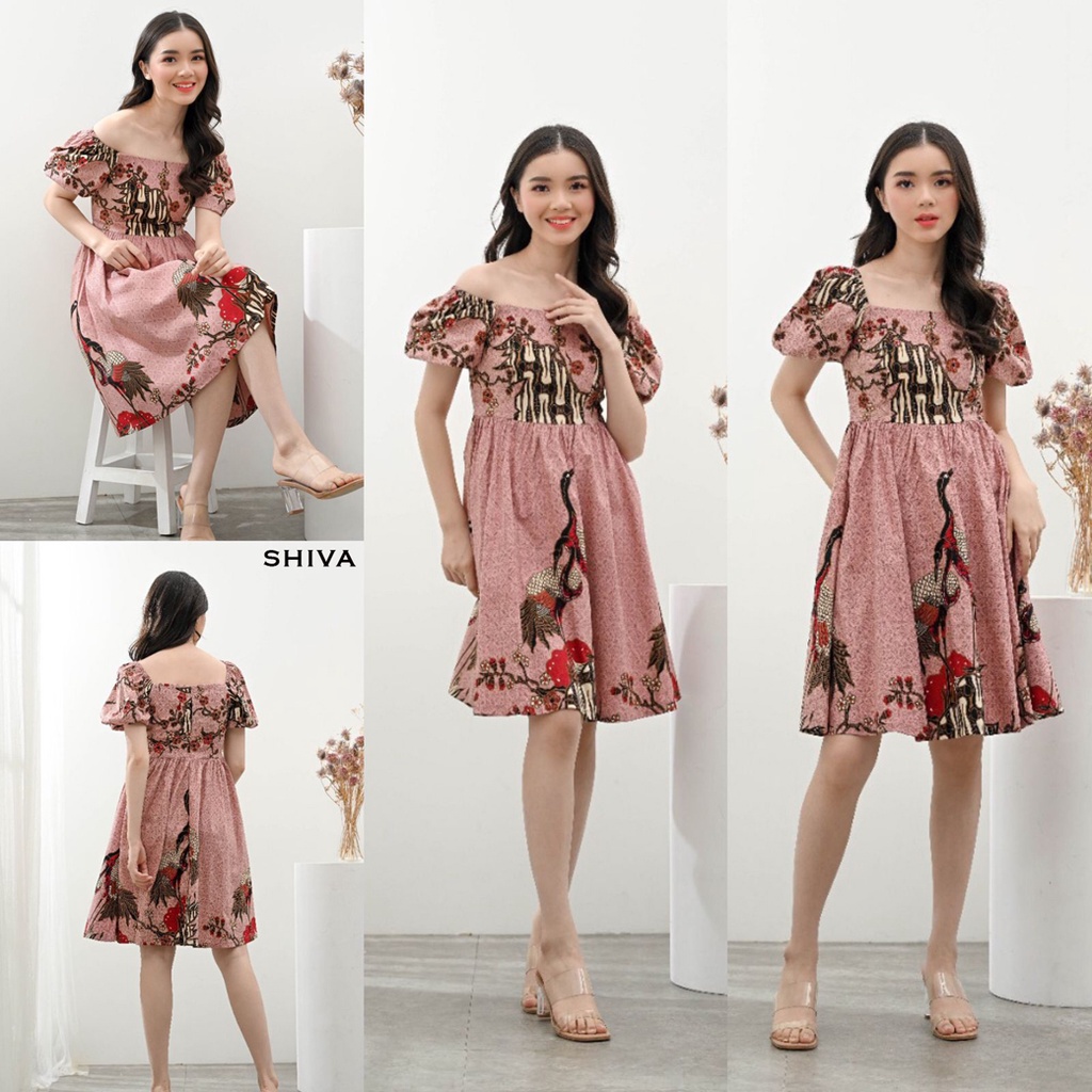 Evercloth Shiva Dress Batik Wanita Sabrina VM Dress Wanita Batik Kebaya Sarimbit