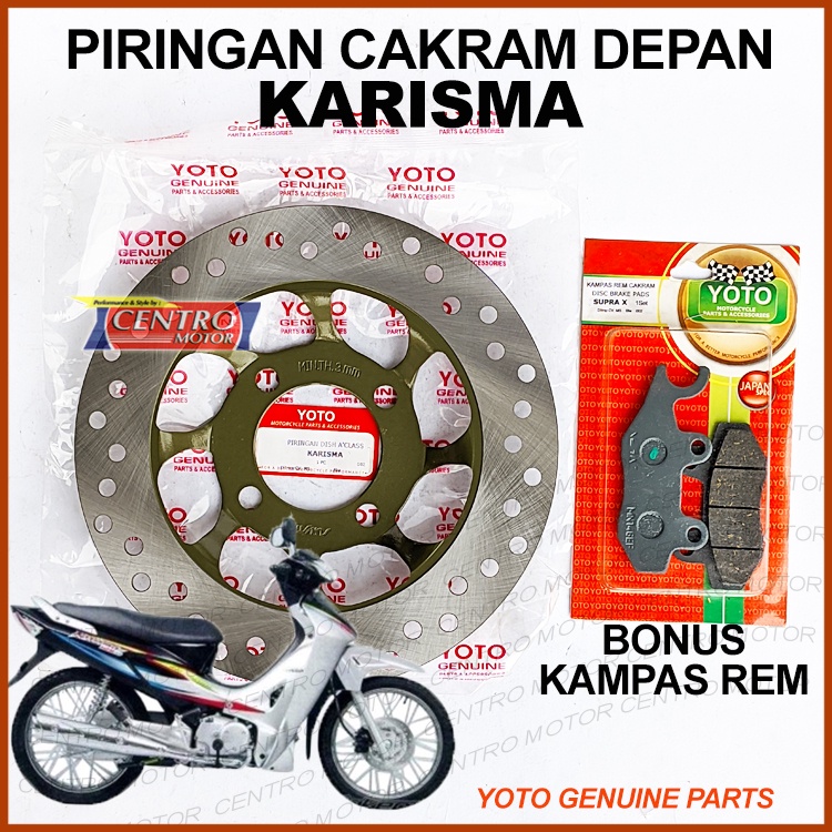 PIRINGAN CAKRAM DEPAN KHARISMA/REVO/SUPRA X125/INJECTION. BONUS KAMPAS REM. YOTO GENUINE PARTS