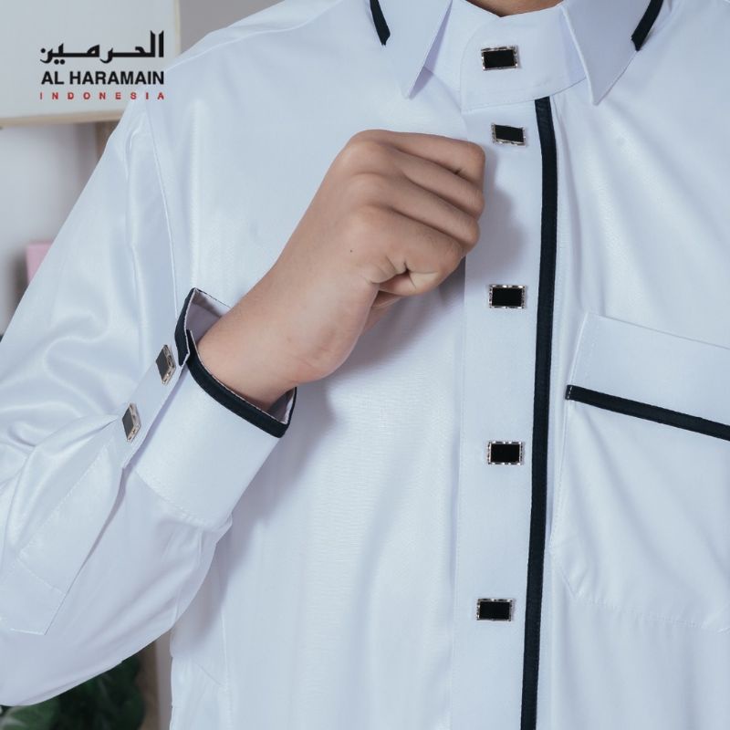 jubah al haramain premium kombinasi list putih terbaru