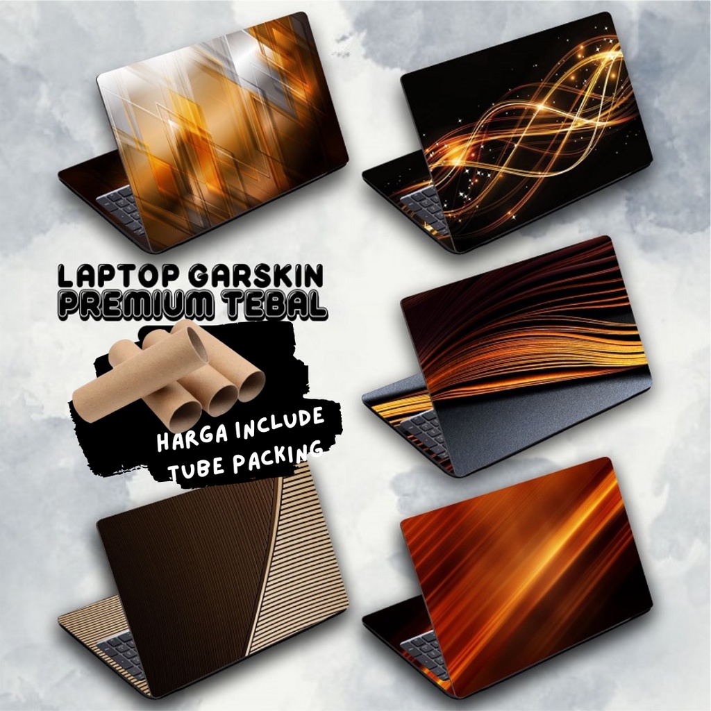 Garskin Laptop Anti Gores Elegant Brown Gold Geometris Premium Full set 10 12 13 14 15 inch  Universal Untuk Semua Merk Laptop