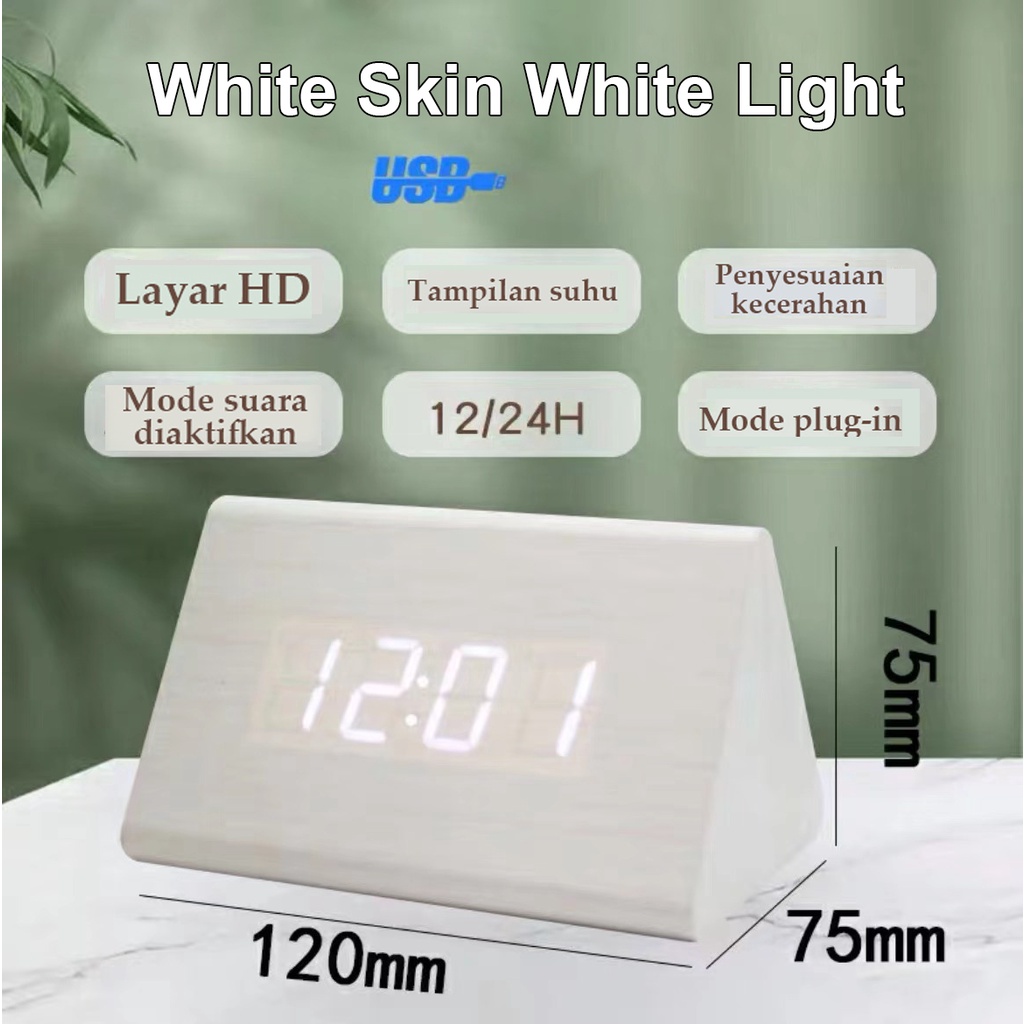 Jam kayu / Jam Meja Kayu Led Digital / Digital Wood Smart Alarm Clock / Digital Jam Led / Jam kayu elektronik