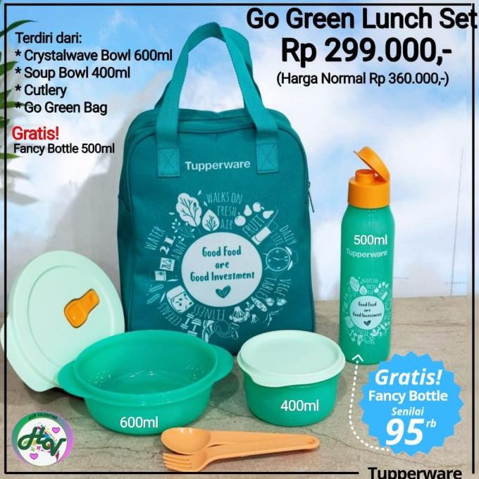 paket bekal dengan tas Tupperware Go Green Lunch Set