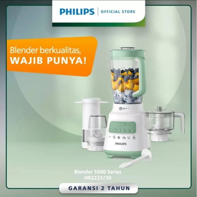 Blender philips hr2223 4in1/ blender philips 2L hr 2223/ garansi resmi philips/ gelas plastik