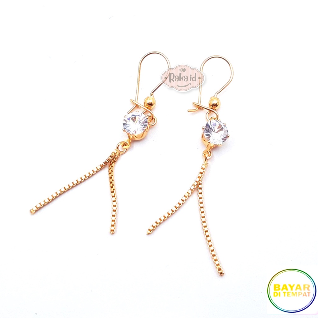 Anting Wanita Dewasa Anting Korean Style Anting Clip Motif Rantai Italy Juntai Mata Satu Bulat 1216