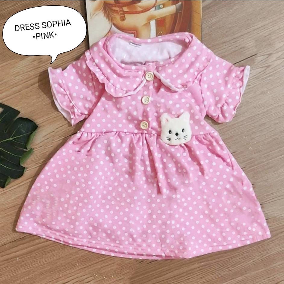 Dress Bayi Perempuan Baju Anak Terusan Cewek Allsize Estimasi Usia 3-12 Bulan Motif Dress Sophia