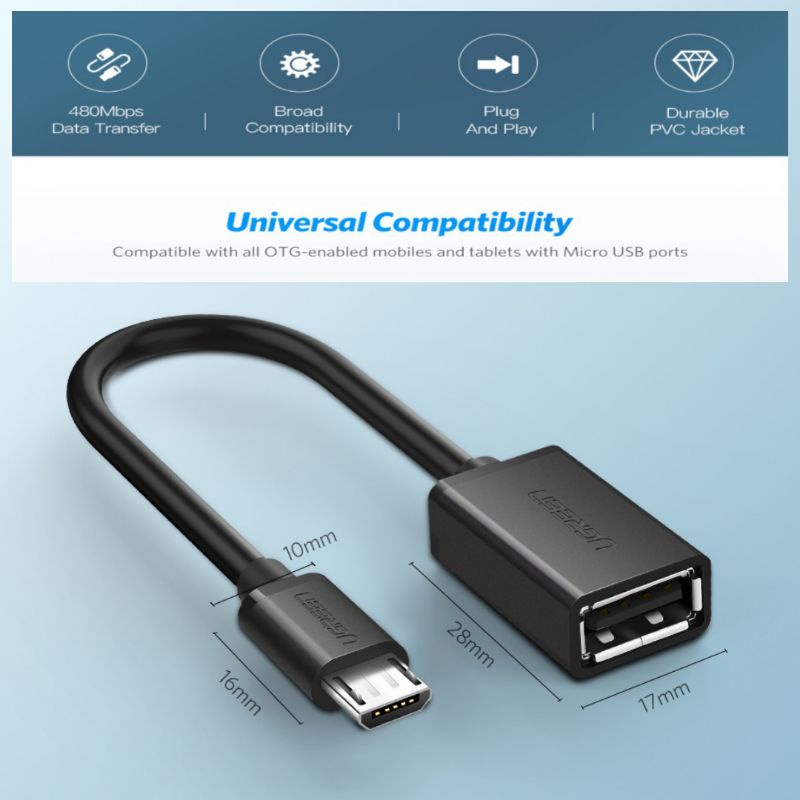 UGREEN KABEL OTG MICRO USB ORIGINAL - 15 CM