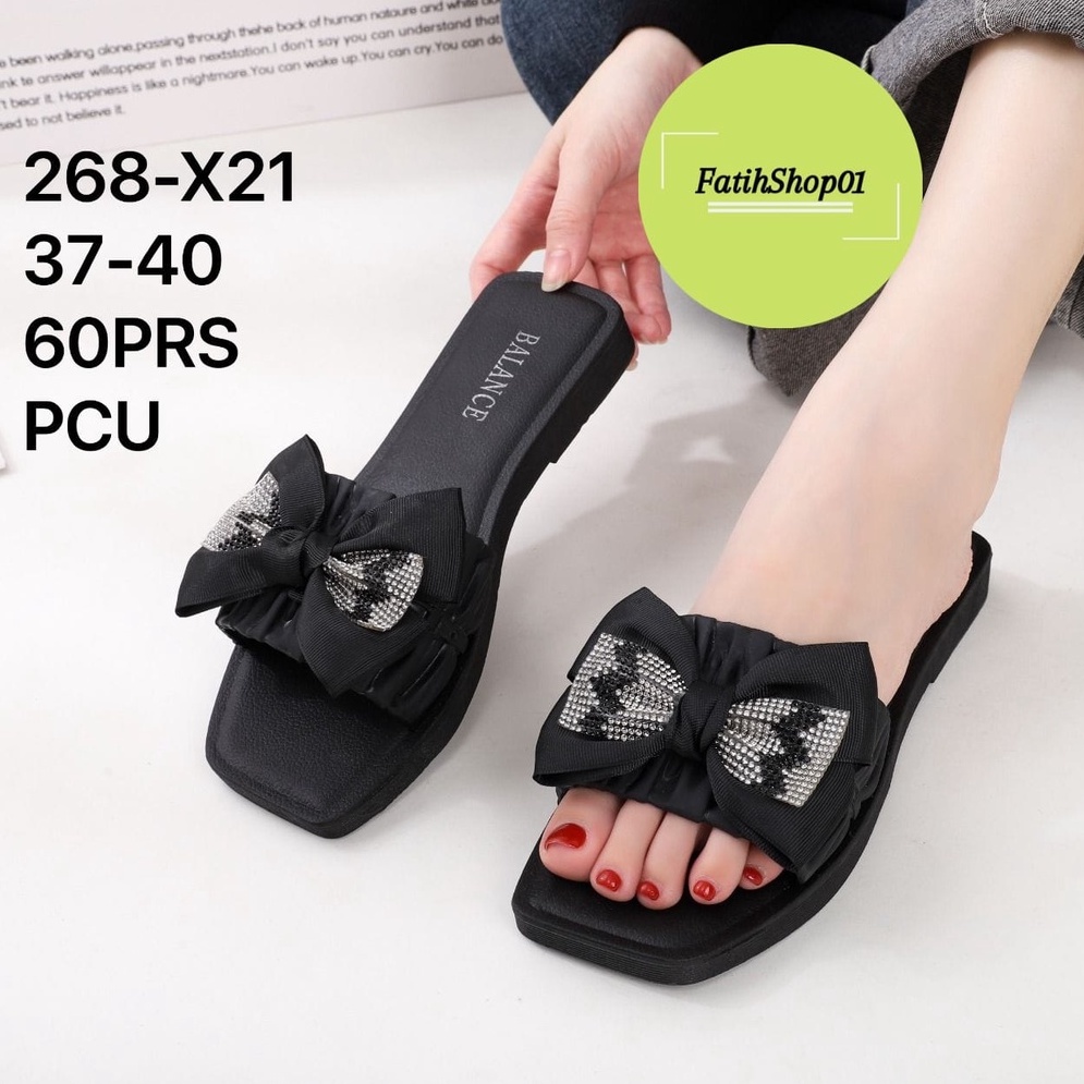 Sandal pita flat shoes wanita dewasa import Balance 268-X21 (37-40) Sandal keluaran terbaru 2023