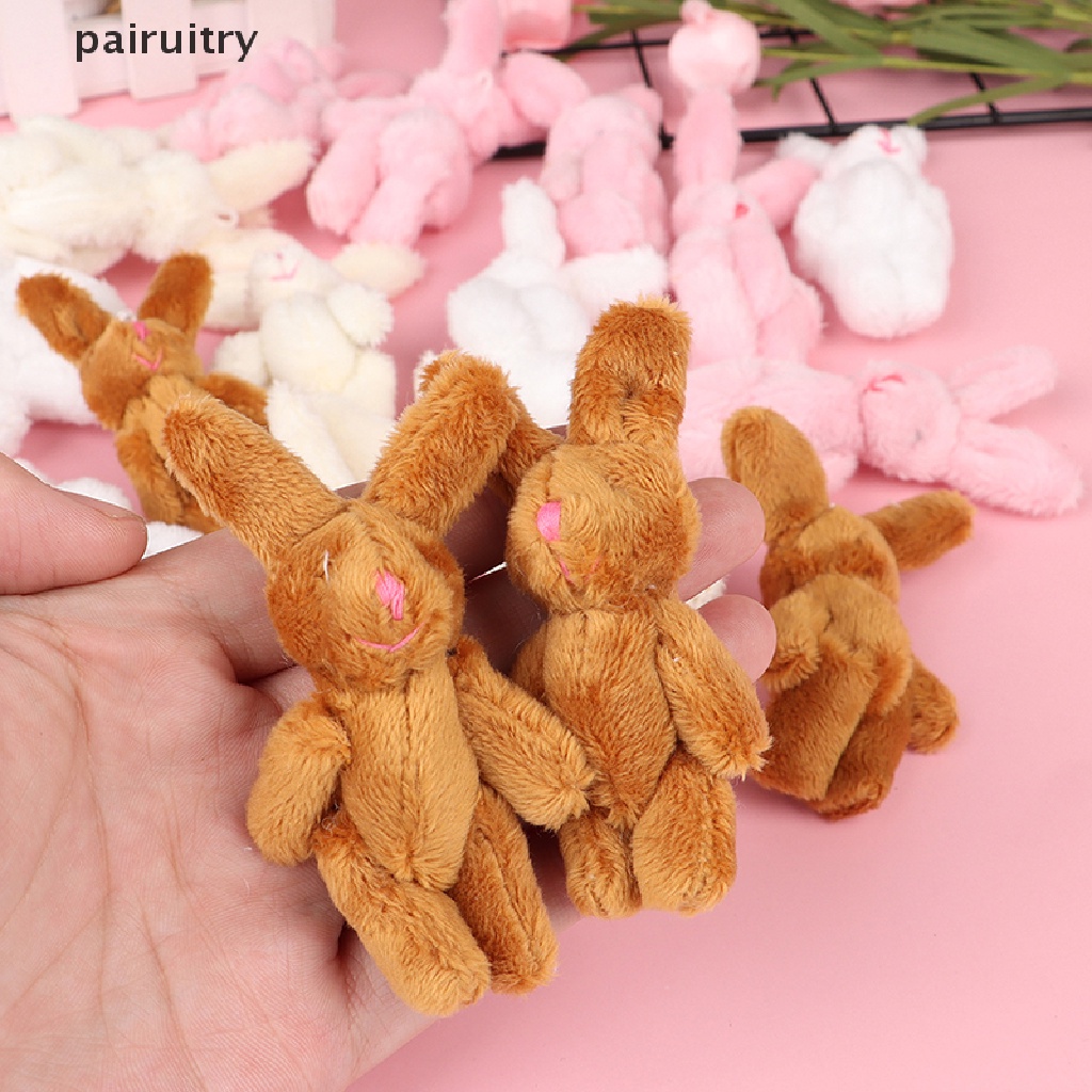 Prt 5Pcs 6cm Mini Joint Rabbit Pendant Plush Bunny Untuk Gantungan Kunci Buket Mainan Boneka PRT