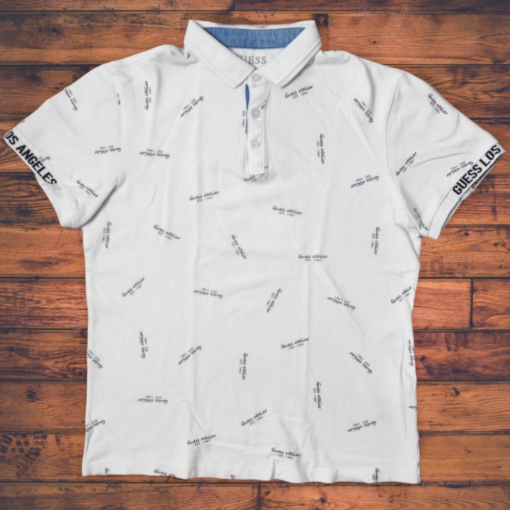 polo shirt/kaos polo/kaos kerah Guess motif tulisan second / preloved