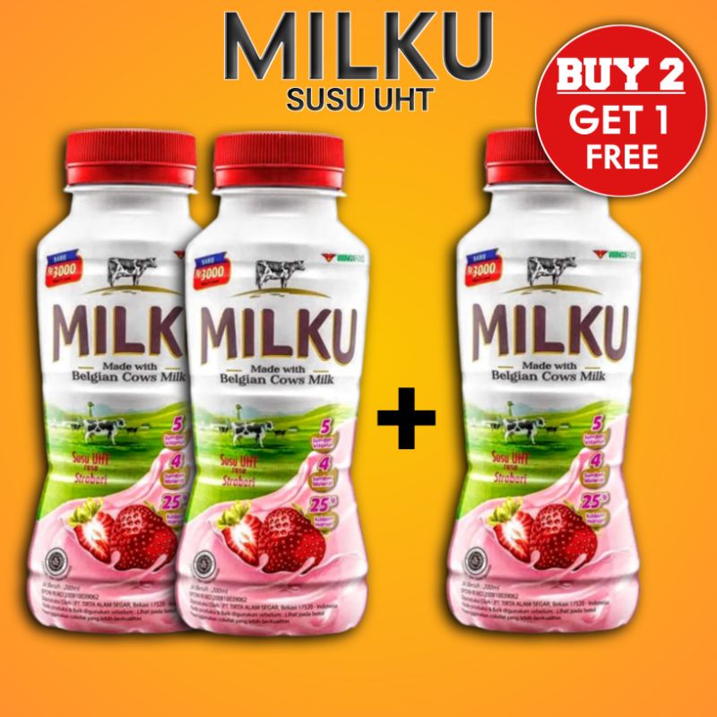 

Milku Susu UHT Strawberry 200 ml [ BUY 2 GET 1 ]