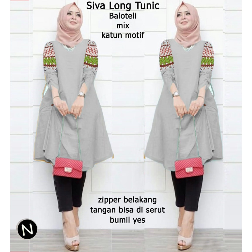 PIK - Tunik Long Siva XL, XXL, 3XL/ Pakaian Muslim Wanita/ Tunik Wanita/ Tunik Jumbo/ Fashion Muslim