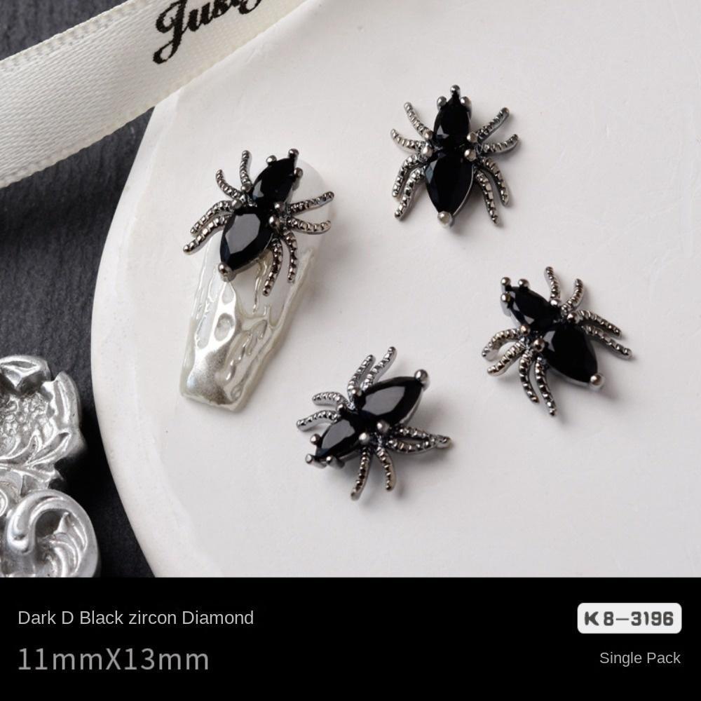 AUGUSTINA Agustina Cross Dekorasi Kuku Fashion Angin Gelap Gaya Cinta Hati Manikur Aksesoris Spider Zirkon Hiasan Kuku 3D Perhiasan Kuku