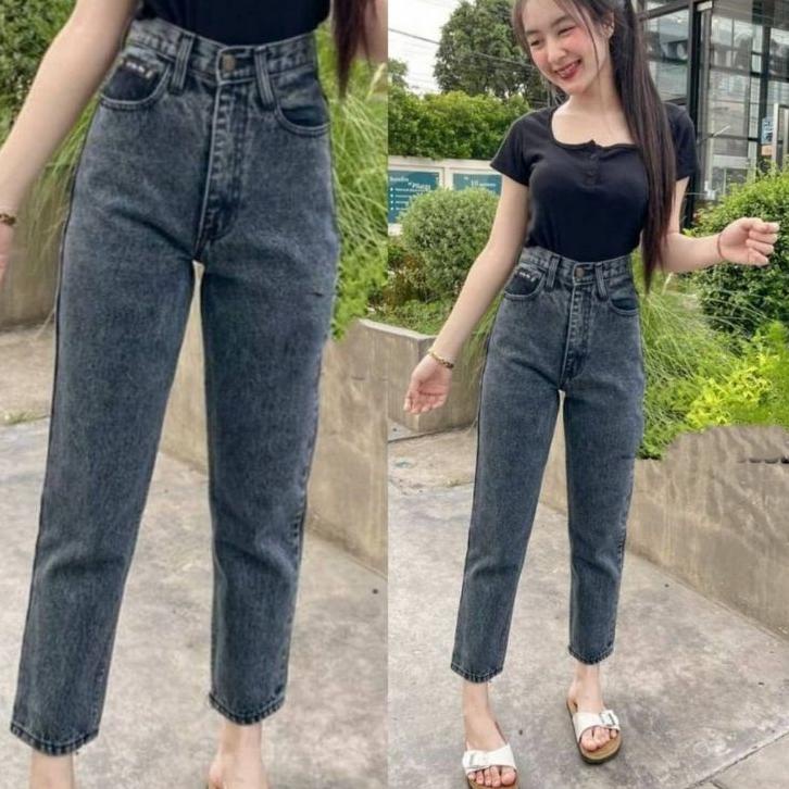 Harga Bersahabat (27-34) SNOW BLACK BASIC BOYFRIEND JEANS / SNOWBLACK PLAIN BOYFRIEND JEANS / CELANA