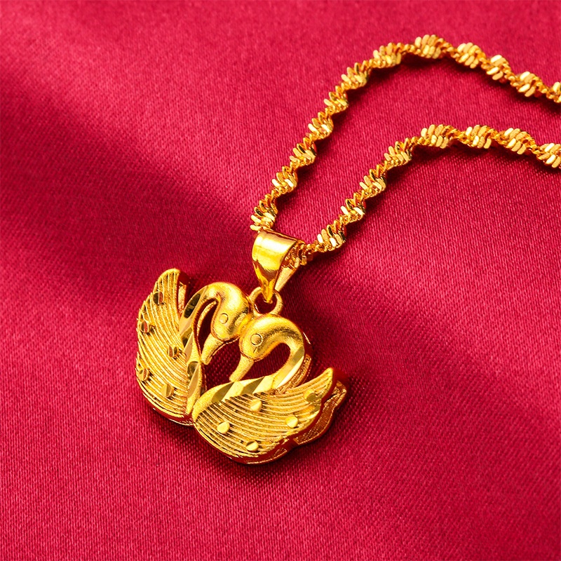 Goldkingdom Perhiasan Fashion Emas Asli Kadar 375Bangkok Aksesoris Ready Stock Wanita 24-karat Berlapis Emas Hati Bunga Tetesan Air Heart Flower Fox Liontin