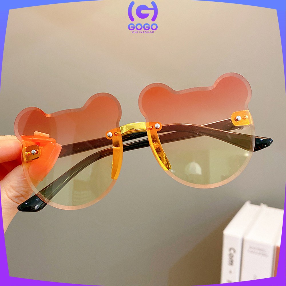 GOGO-C672 Kacamata Beruang Hitam Anak Bayi Kaca mata Bear Shape Gaya Korea Sunglasses Kids Fashion Tanpa Bingkai Kacamata Telinga Beruang