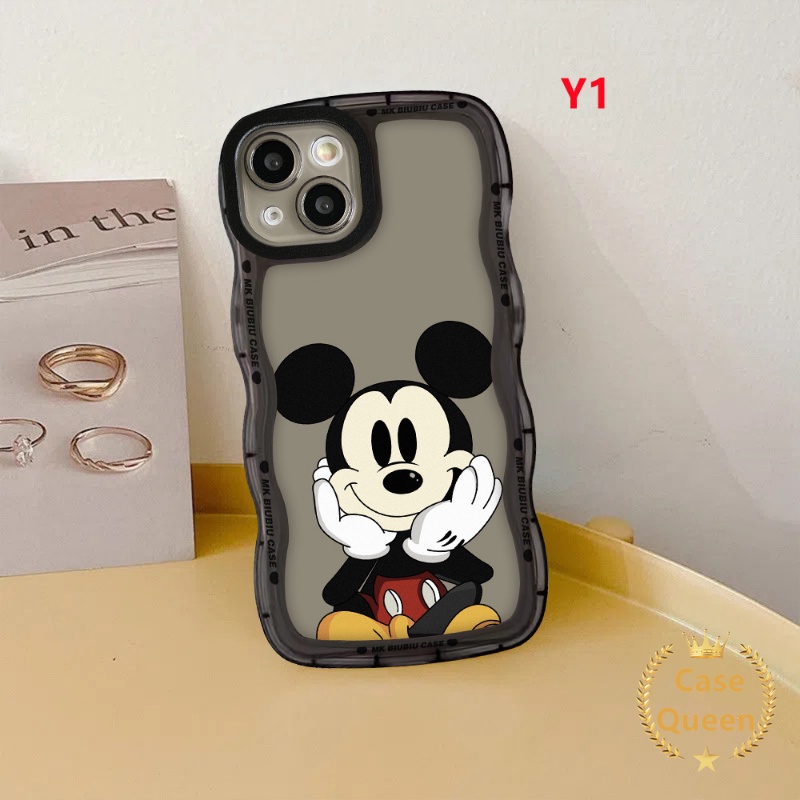 Casing Hp Kartun OPPO A96 A5s A5 A9 A17 A95 A12 A55 A17K A16s A57 A3s A54 A74 A76 A16 A15 A77 A7 Reno8 7 7Z 8Z 6 A16K A1k A77s A53 A52 Disney Mickey Mouse Wavy Edge Soft Sarung