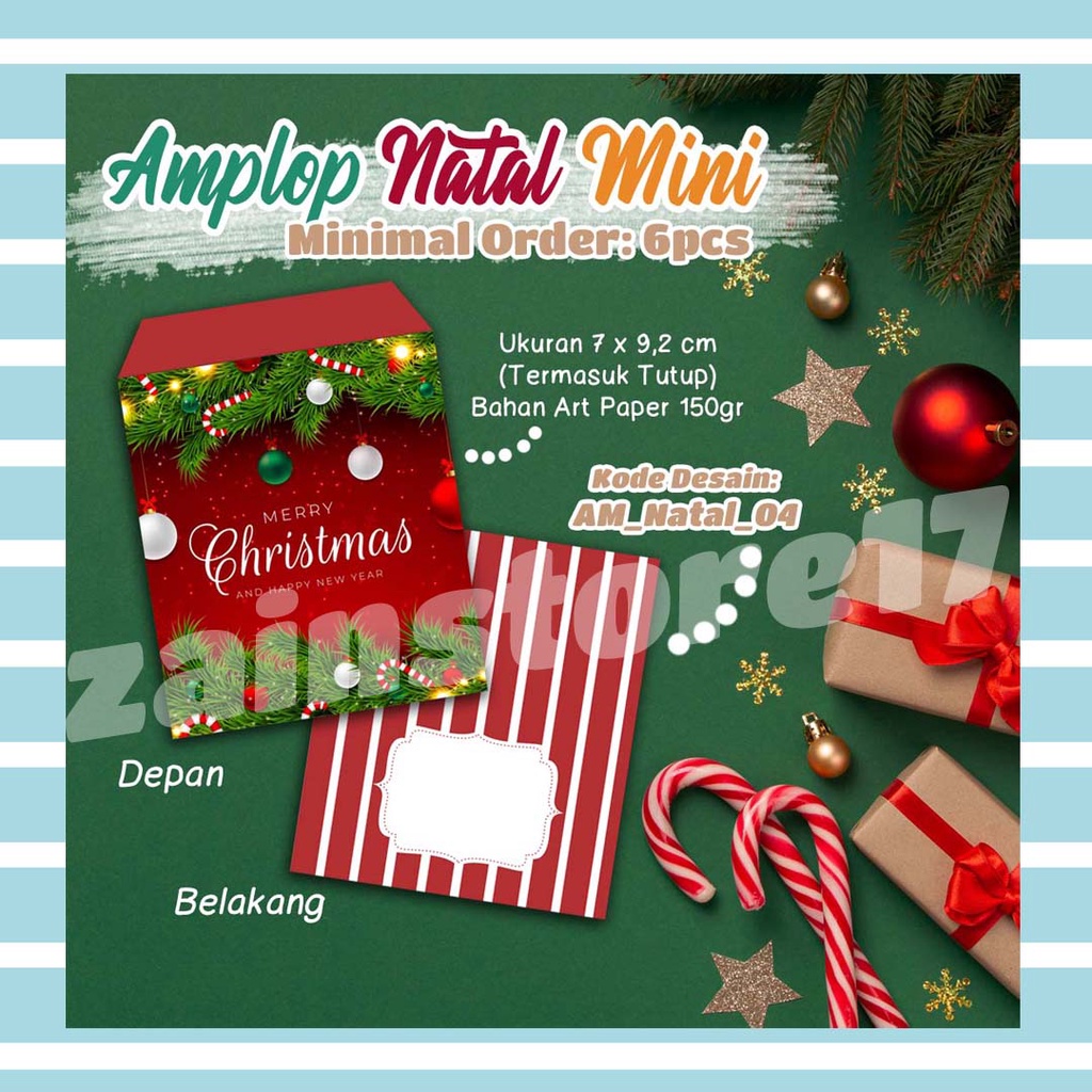 

[MINIMAL ORDER 6pcs] - AMPLOP NATAL MINI - mini envelope tema natal / christmas / Angpao Natal