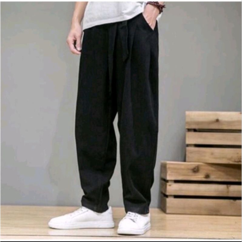 celana panjang pria linen premium