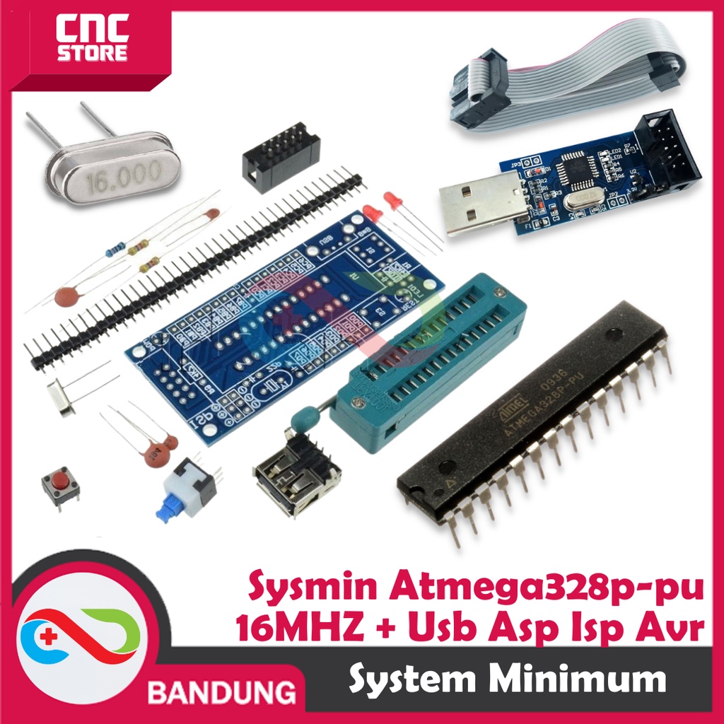 PAKET LENGKAP BOOTLOADER ATMEGA328P-PU PLUS USB ASP ISP AVR