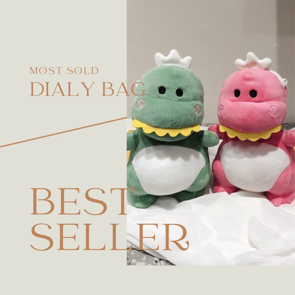 BAGS Tas Selempang Boneka Dino/ Tas Wanita - Hijau Tas Mungil Tas Cantik Murah Kekinian Viral Tas 20