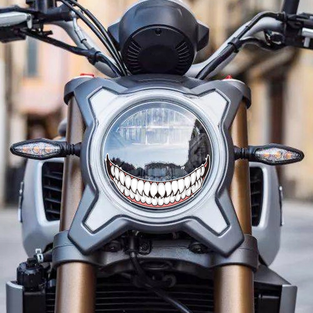 Diablo Grinning Reflektif Motor Headlight Motocross Headstock Helm Dekorasi Stiker Venom Grinning Gaya Amerika Logo Mobil Dimodifikasi Decal