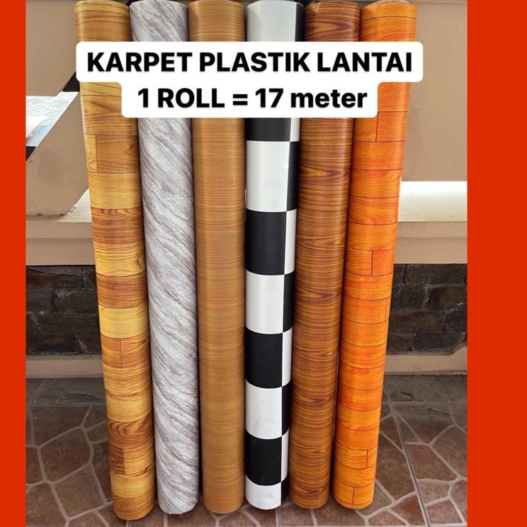 Free Pengemasan KARPET PLASTIK LANTAI VINYL 1 ROLL (17 meter) / TAPLAK MEJA