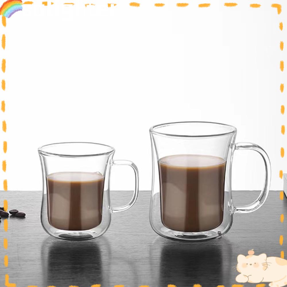 Solighter Double Wall Glass Cup Anti Gerah Insulated High Borosilicate Mini Whisky Cup Cangkir Kopi Espresso Transparan Bening